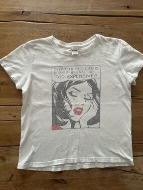 Re/Done White Logo Tag Crewneck Tee Vintage Look SMALL